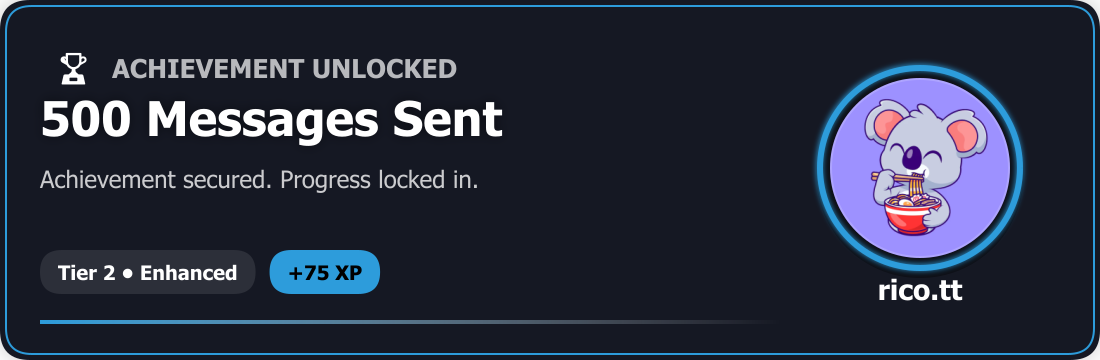Message achievements preview