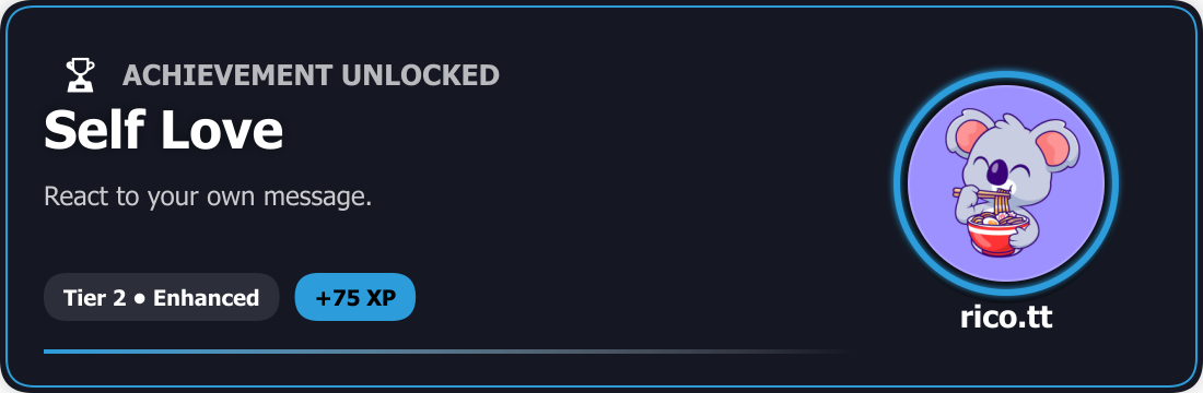 Reaction achievements preview